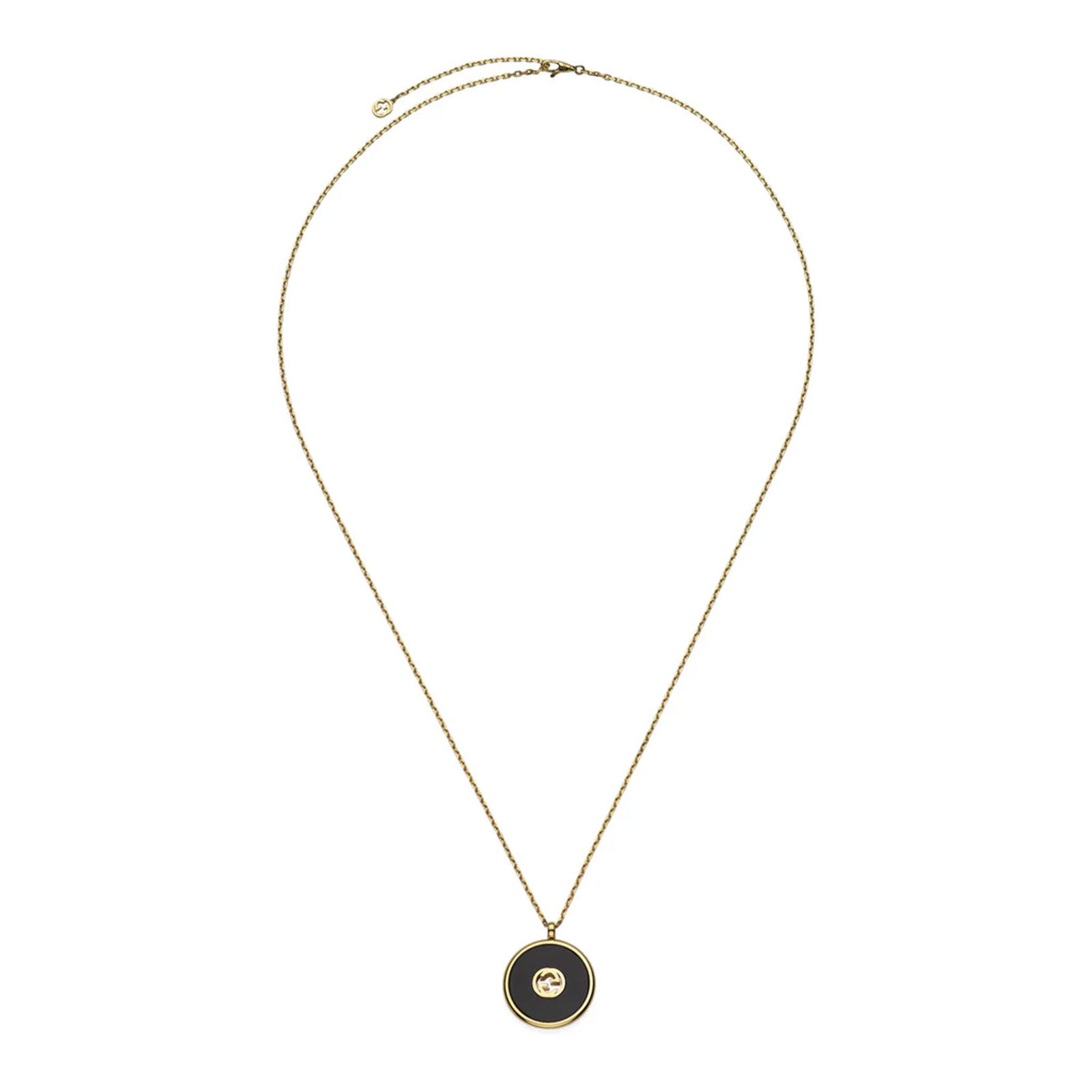 Gucci Interlocking 18ct Yellow Gold Onyx & Diamond Necklace simple Pursuit