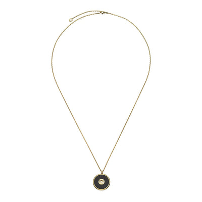 Gucci Interlocking 18ct Yellow Gold Onyx & Diamond Necklace simple Pursuit