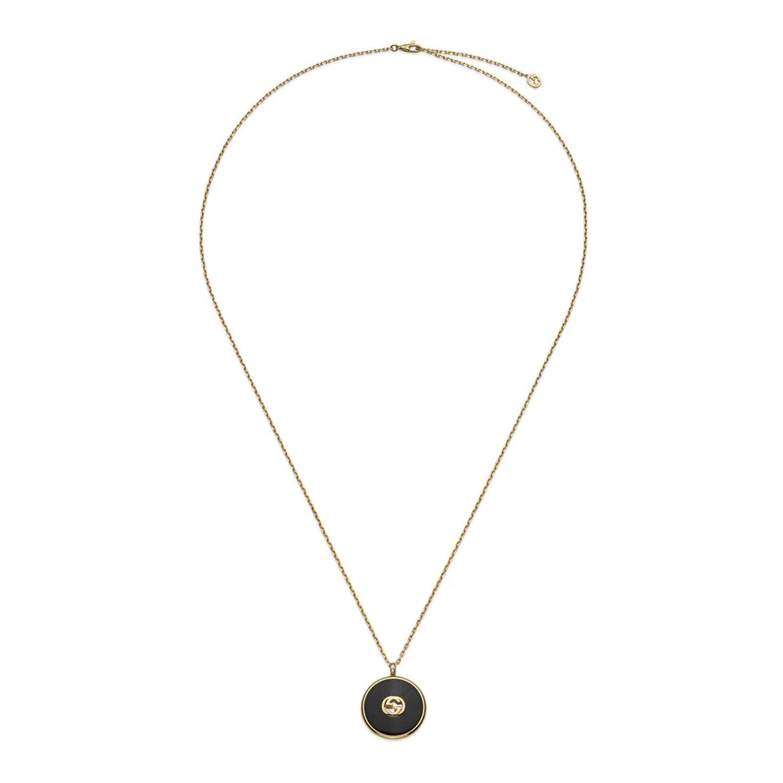 Gucci Interlocking 18ct Yellow Gold Onyx & Diamond Necklace simple Pursuit