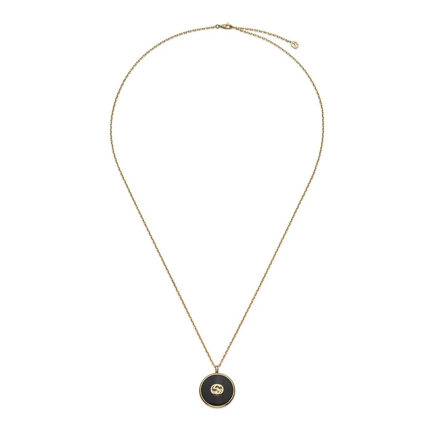 Gucci Interlocking 18ct Yellow Gold Onyx & Diamond Necklace simple Pursuit