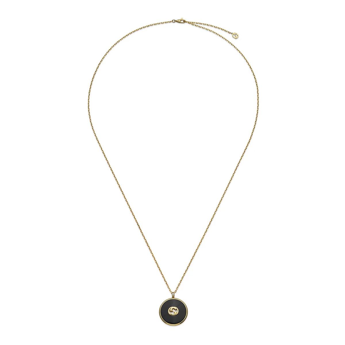 Gucci Interlocking 18ct Yellow Gold Onyx & Diamond Necklace simple Pursuit