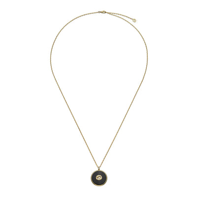 Gucci Interlocking 18ct Yellow Gold Onyx & Diamond Necklace simple Pursuit