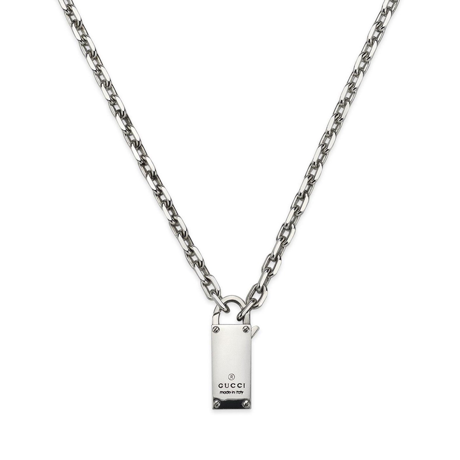 Gucci Trademark Silver Padlock Necklace simple Pursuit