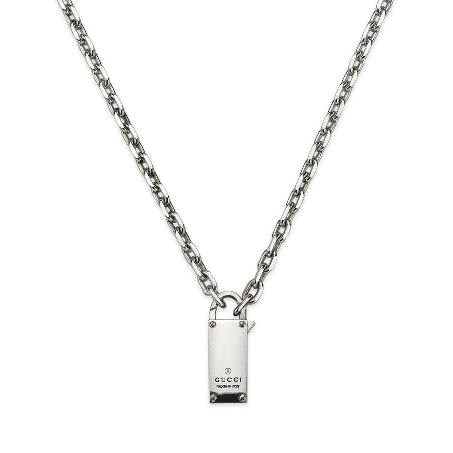 Gucci Trademark Silver Padlock Necklace simple Pursuit