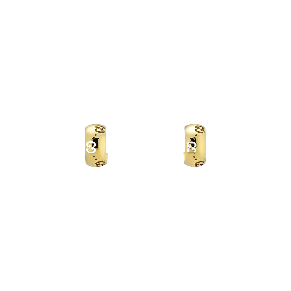 Gucci Icon 18ct Yellow Gold GG Hoop Earrings simple Pursuit