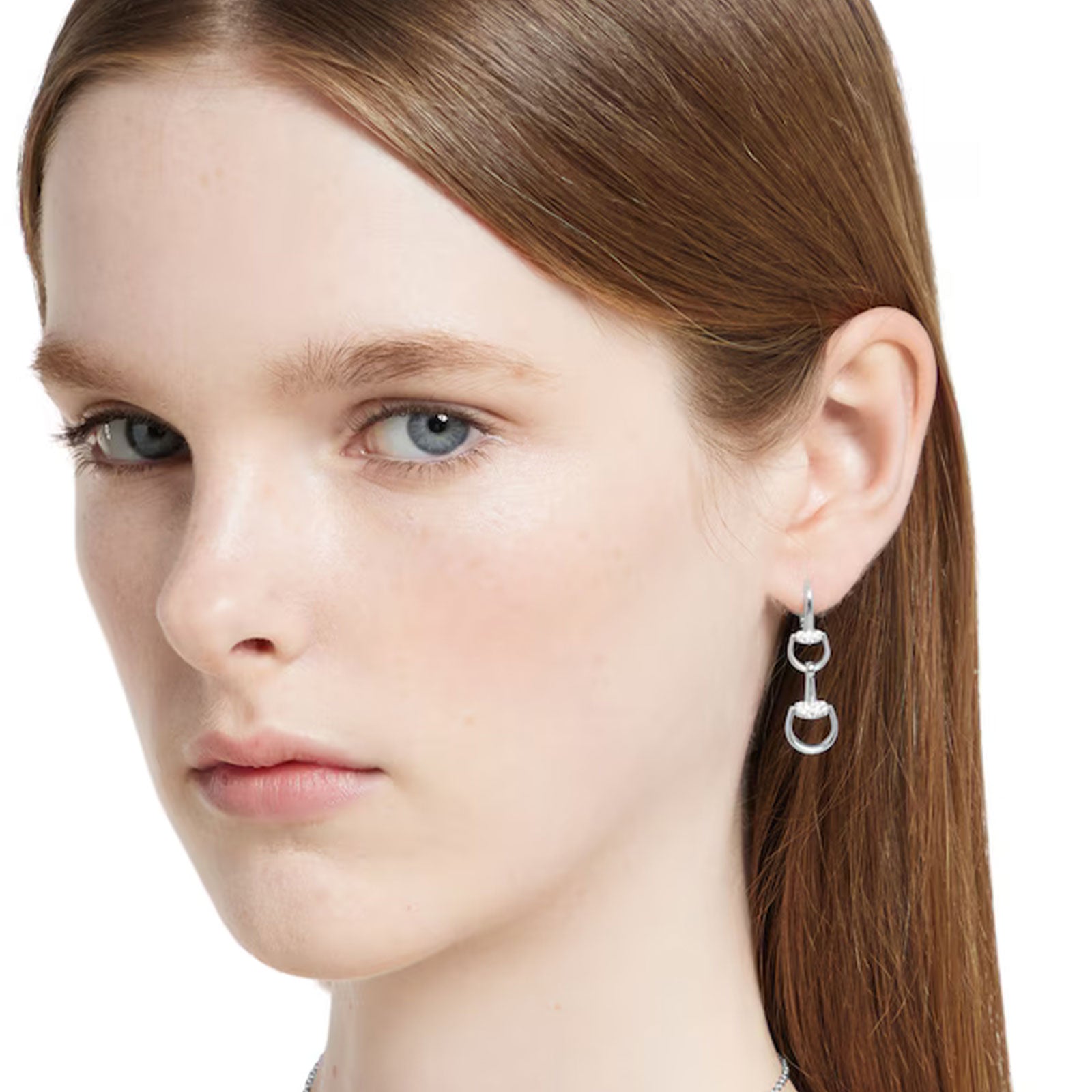 Gucci Horsebit 18ct White Gold Drop Diamond Earrings simple Pursuit