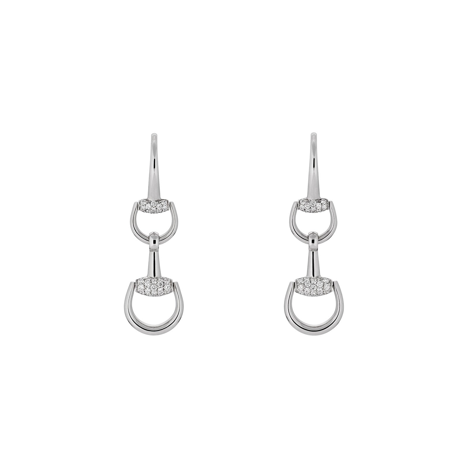 Gucci Horsebit 18ct White Gold Drop Diamond Earrings simple Pursuit