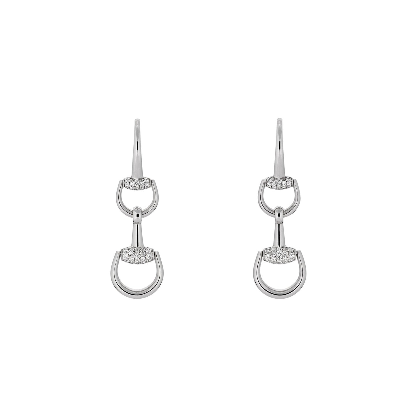 Gucci Horsebit 18ct White Gold Drop Diamond Earrings simple Pursuit