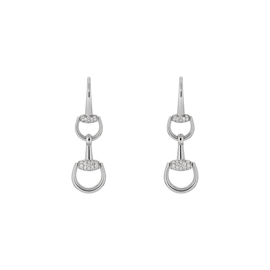 Gucci Horsebit 18ct White Gold Drop Diamond Earrings simple Pursuit