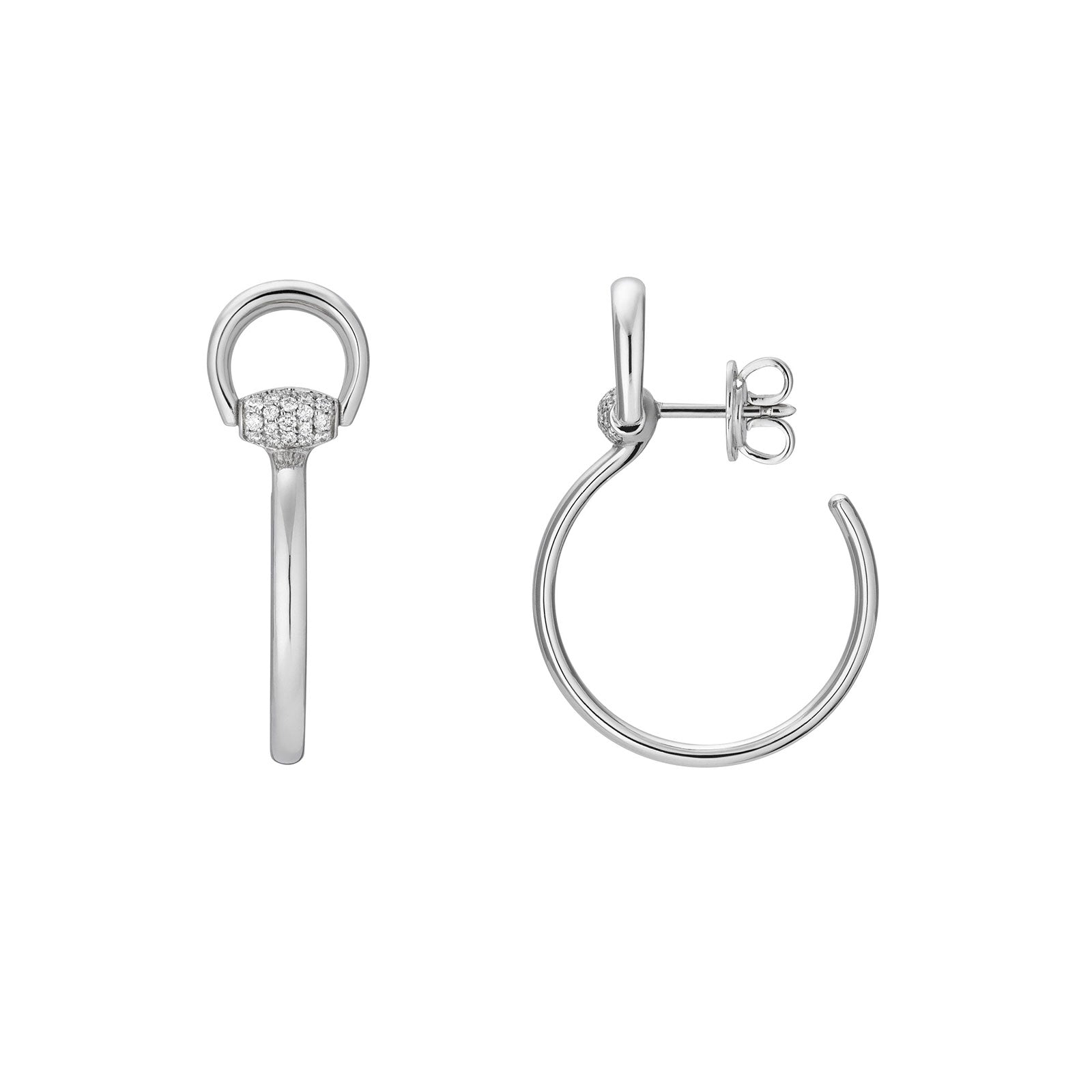 Horsebit 18ct White Gold Diamond Hoop Earrings simple Pursuit