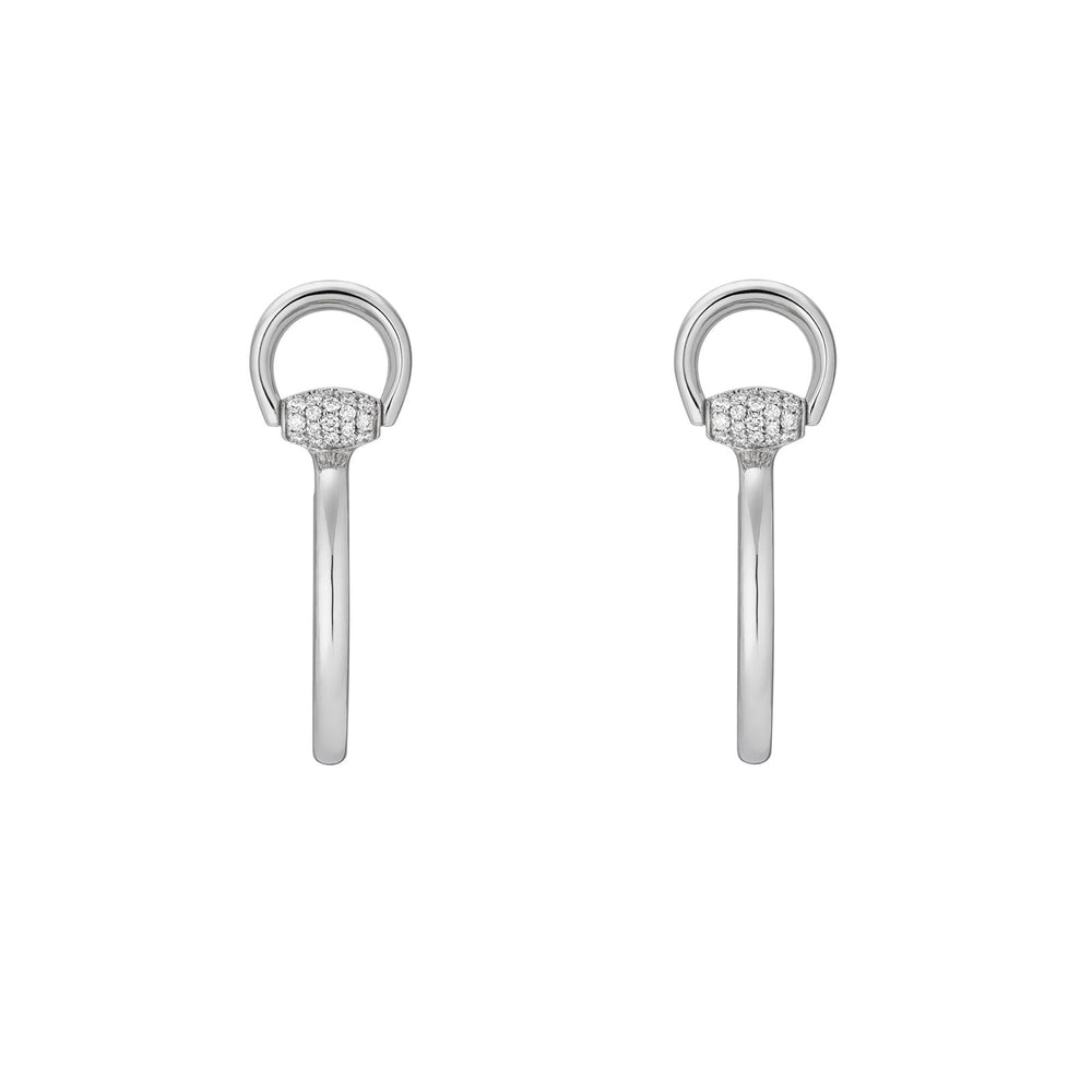 Horsebit 18ct White Gold Diamond Hoop Earrings simple Pursuit