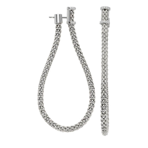 Essentials 18ct White Gold Diamond Hoop/Drop Earrings 05E08OX_BB_B_XXX Earrings Fope   