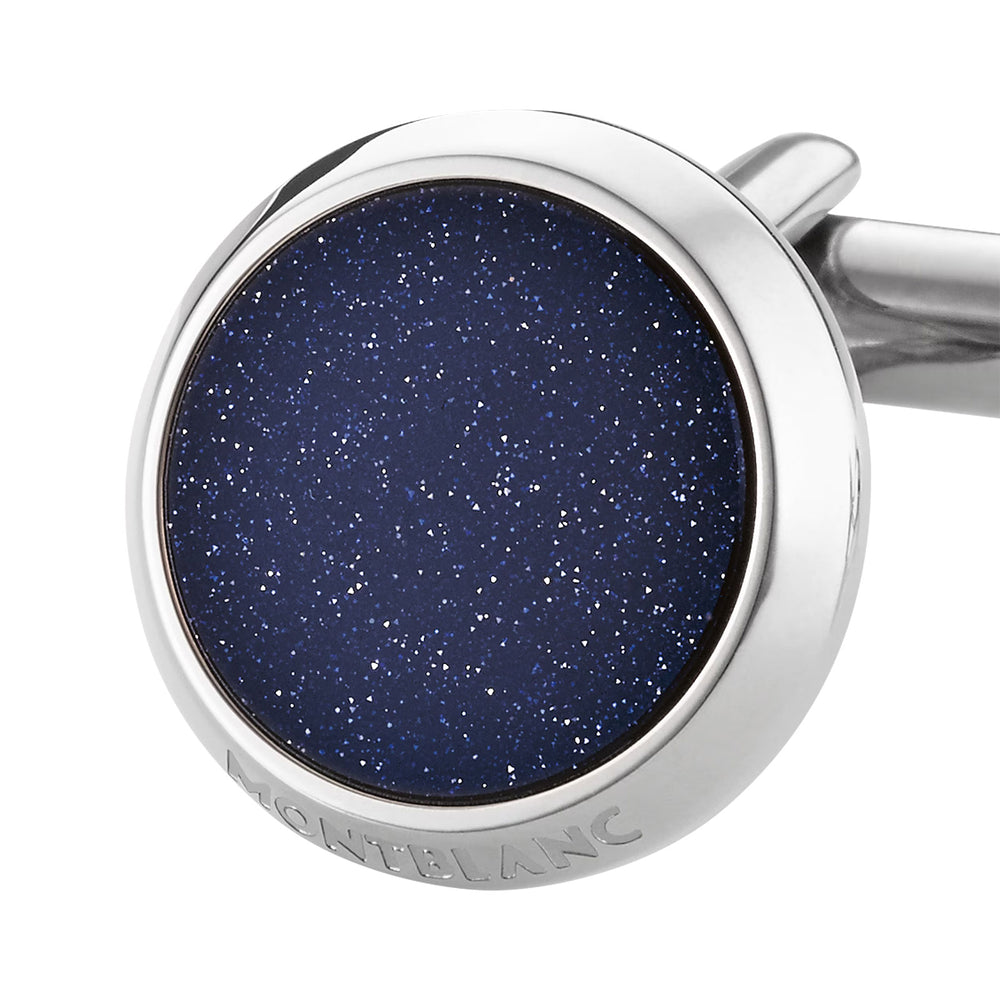 Meisterstück Cufflinks in Steel with Blue Goldstone Inlay simple Pursuit