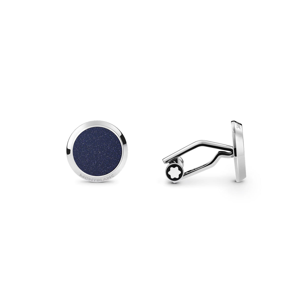 Meisterstück Cufflinks in Steel with Blue Goldstone Inlay simple Pursuit