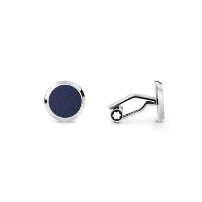 Meisterstück Cufflinks in Steel with Blue Goldstone Inlay simple Pursuit