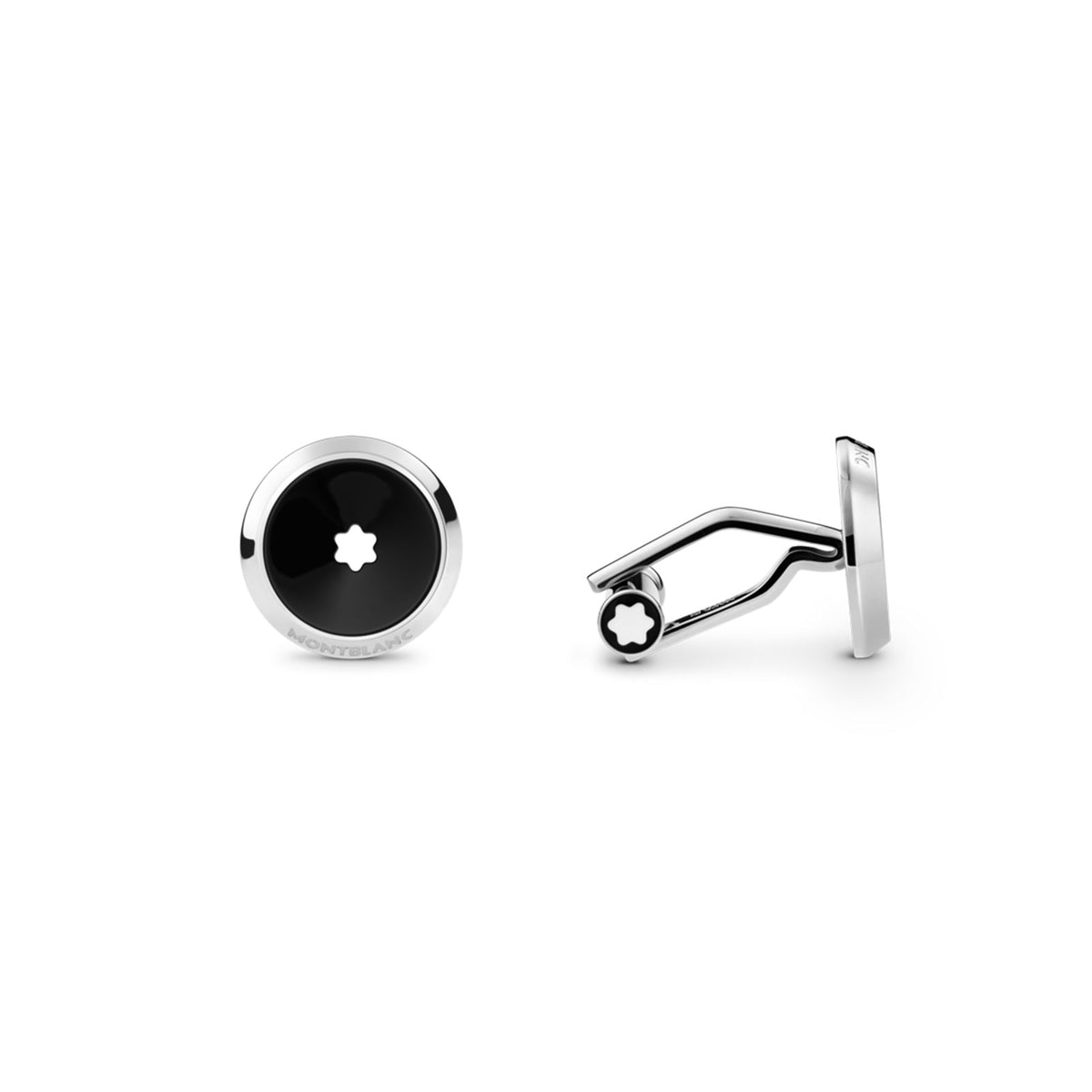 Star Cufflinks in Steel with Black Resin Inlay simple Pursuit