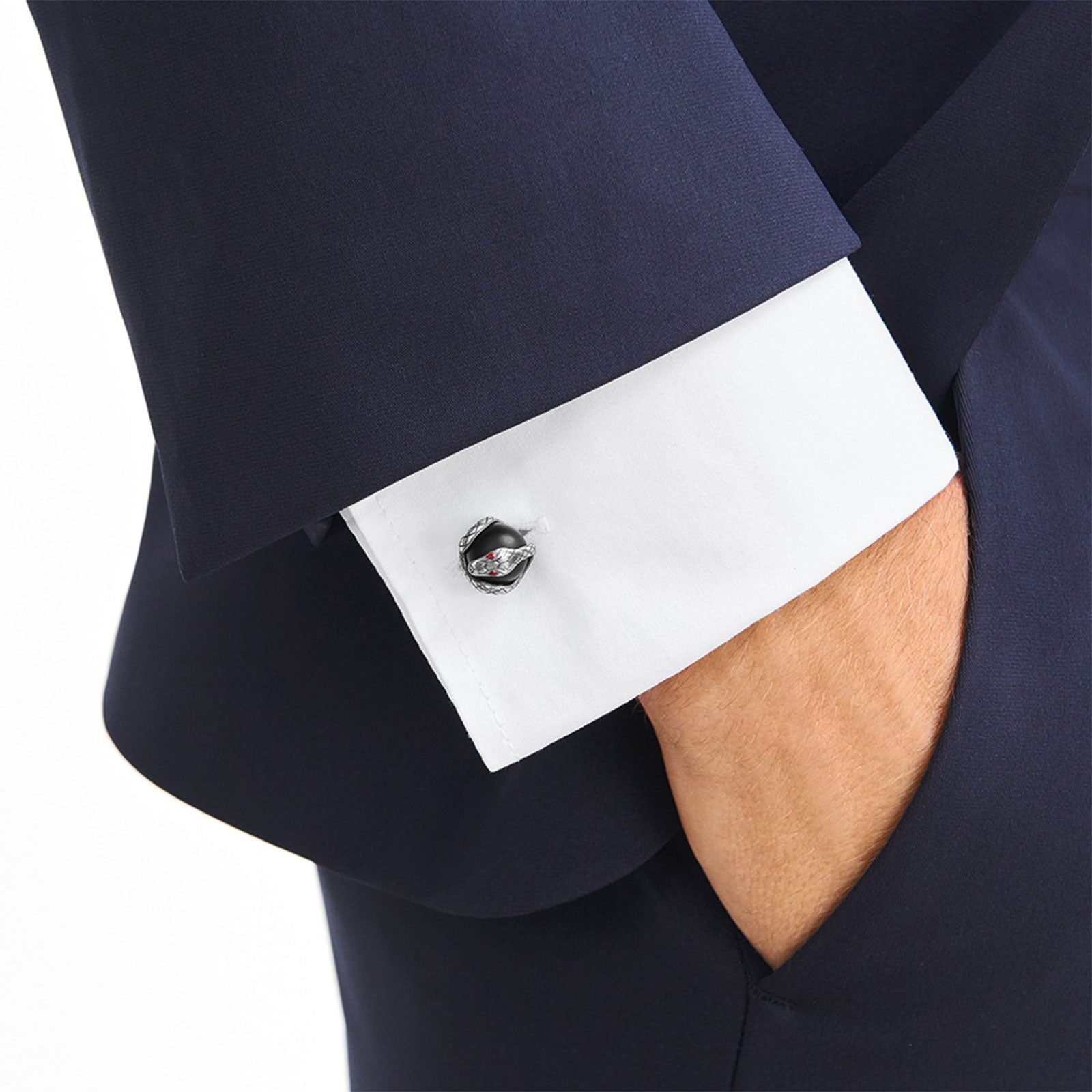 Heritage Rouge et Noir Serpent Onyx Cufflinks In Silver simple Pursuit