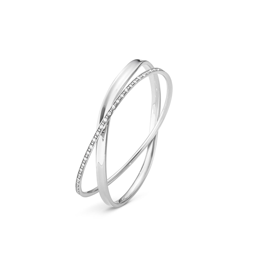 Marcia Silver Diamond Double Bangle