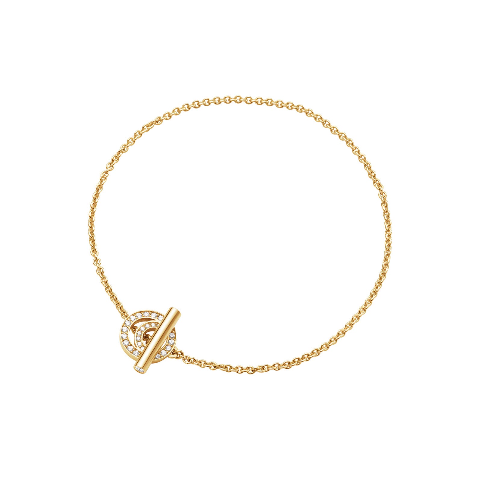 Halo 18ct Yellow Gold Diamond T-Bar Bracelet