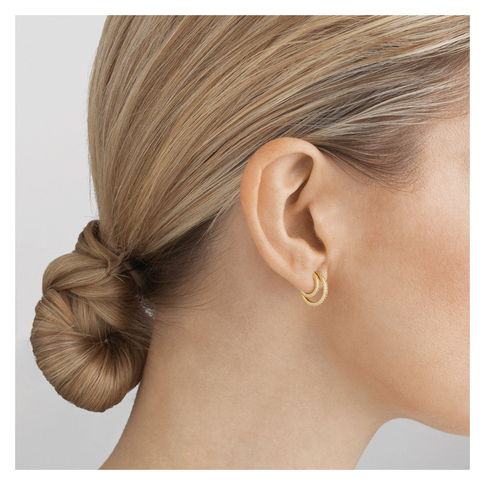 Halo 18ct Yellow Gold Diamond Hoop Earrings