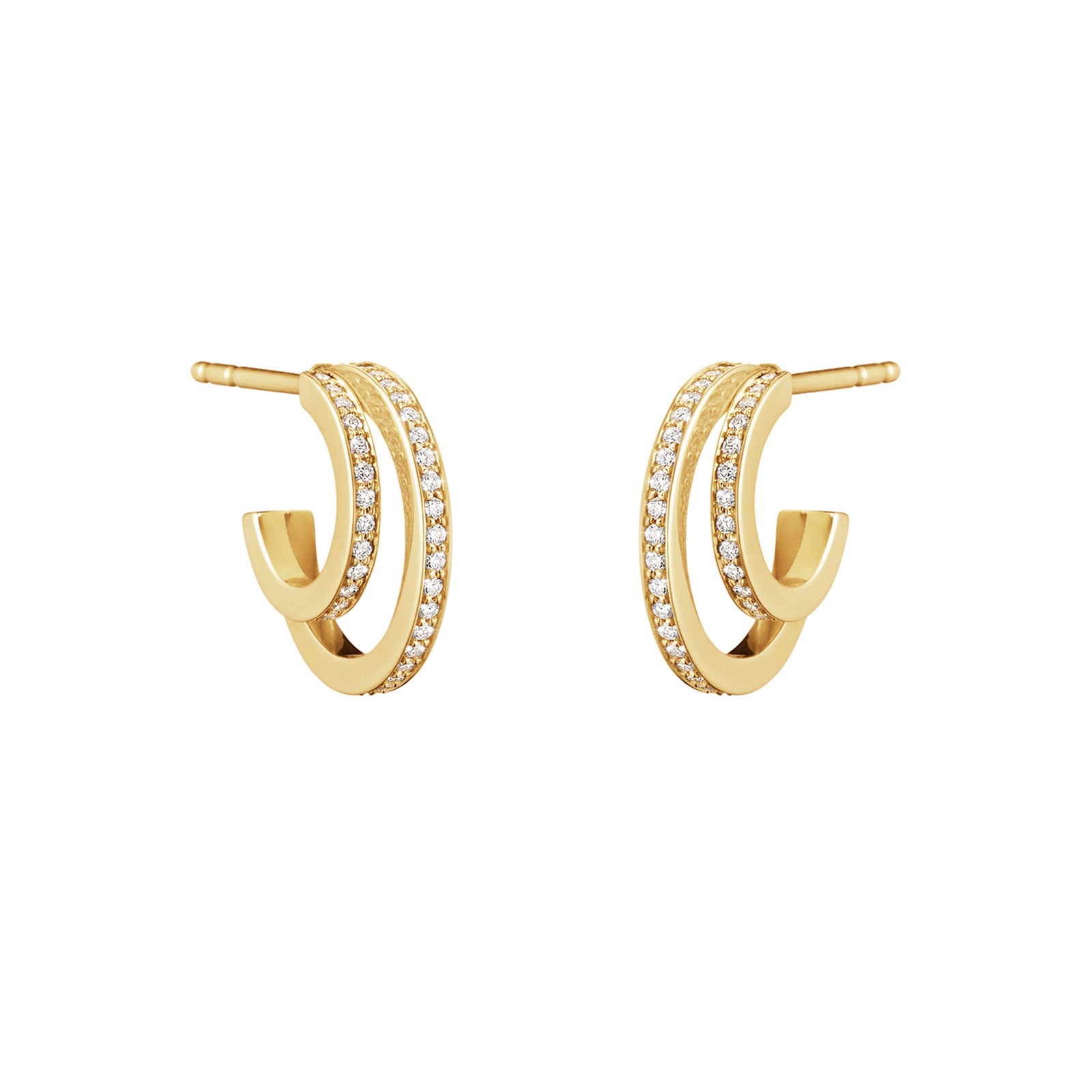 Halo 18ct Yellow Gold Diamond Hoop Earrings