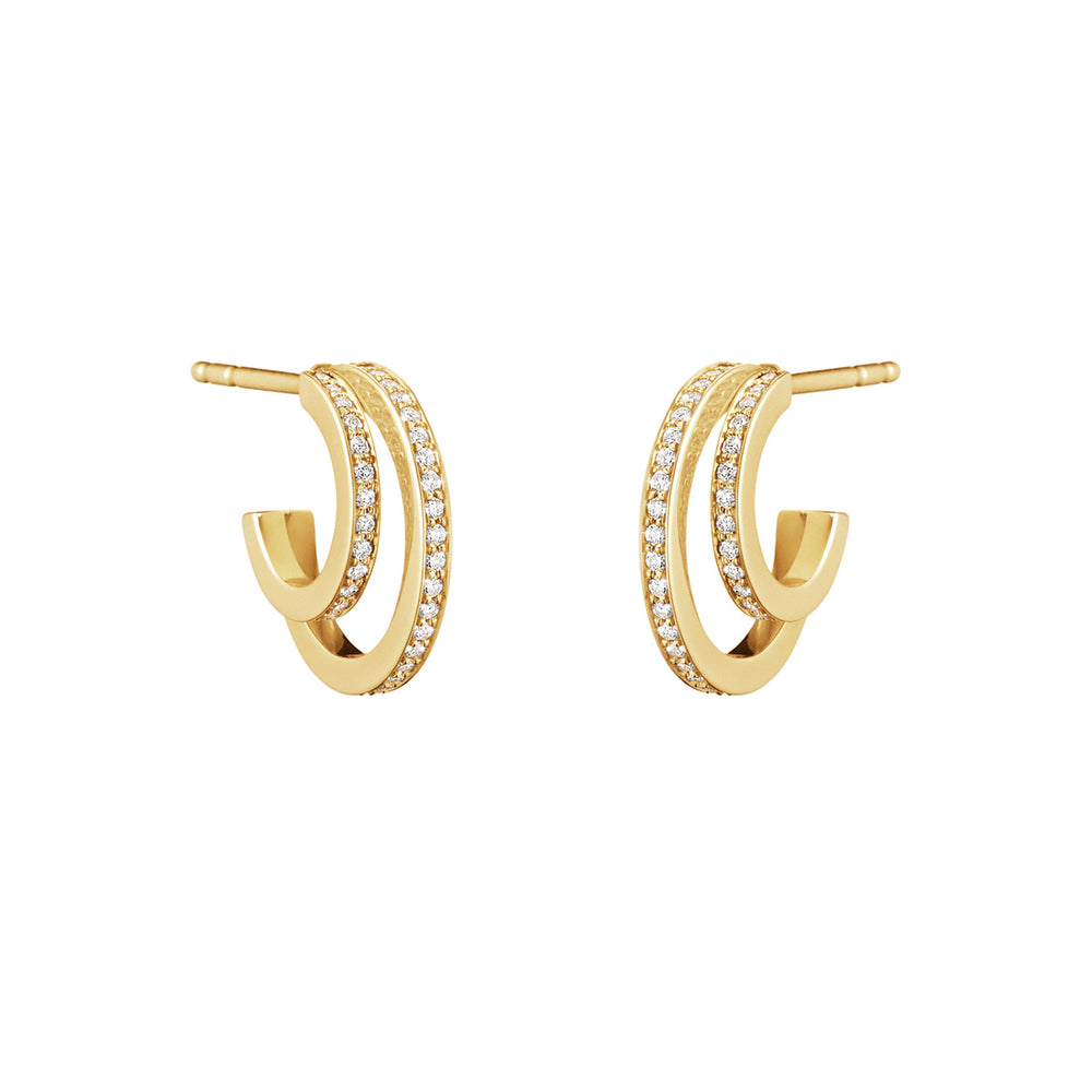 Halo 18ct Yellow Gold Diamond Hoop Earrings