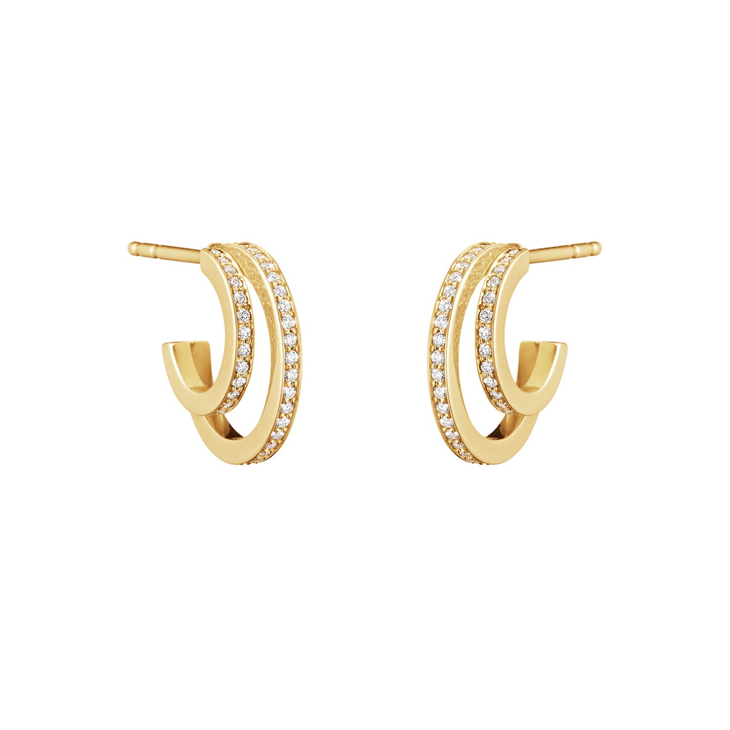 Halo 18ct Yellow Gold Diamond Hoop Earrings
