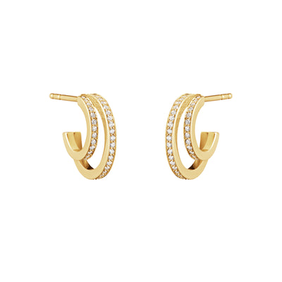 Halo 18ct Yellow Gold Diamond Hoop Earrings simple Pursuit