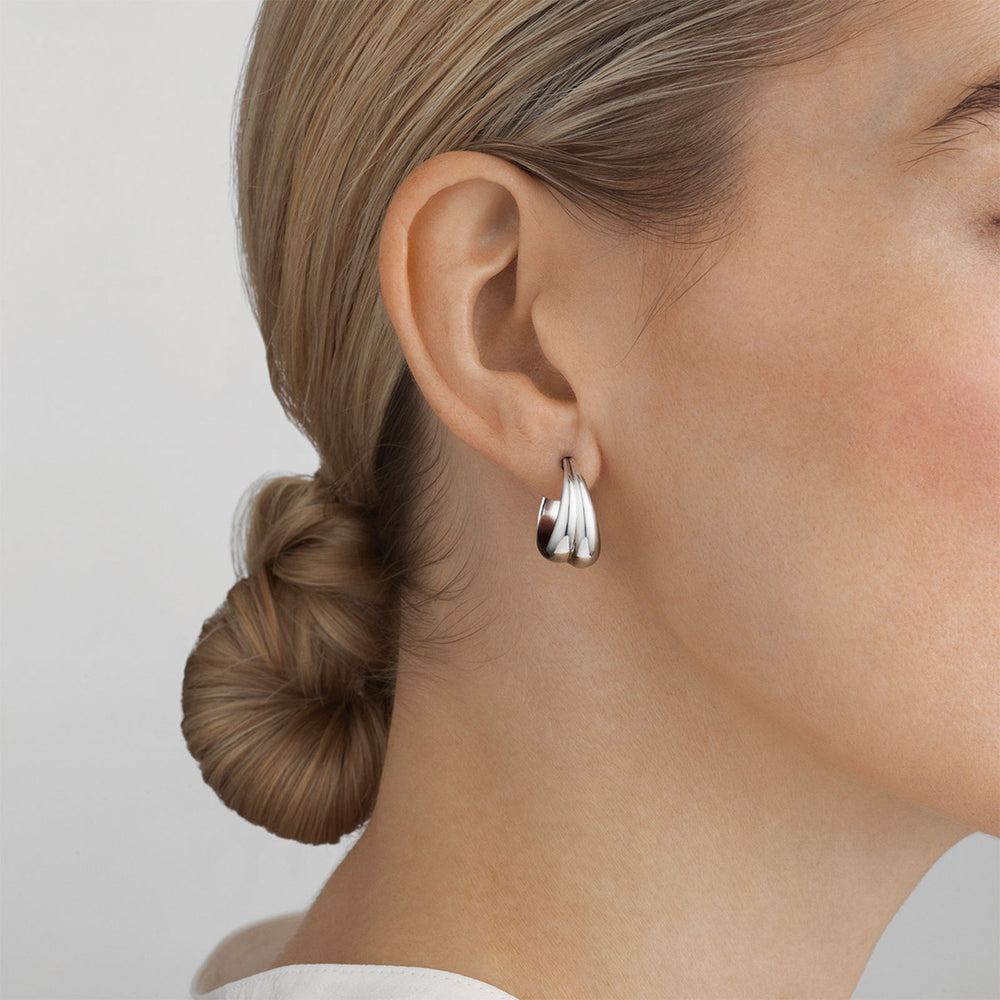 Curve Silver Hoop Earrings, Medium