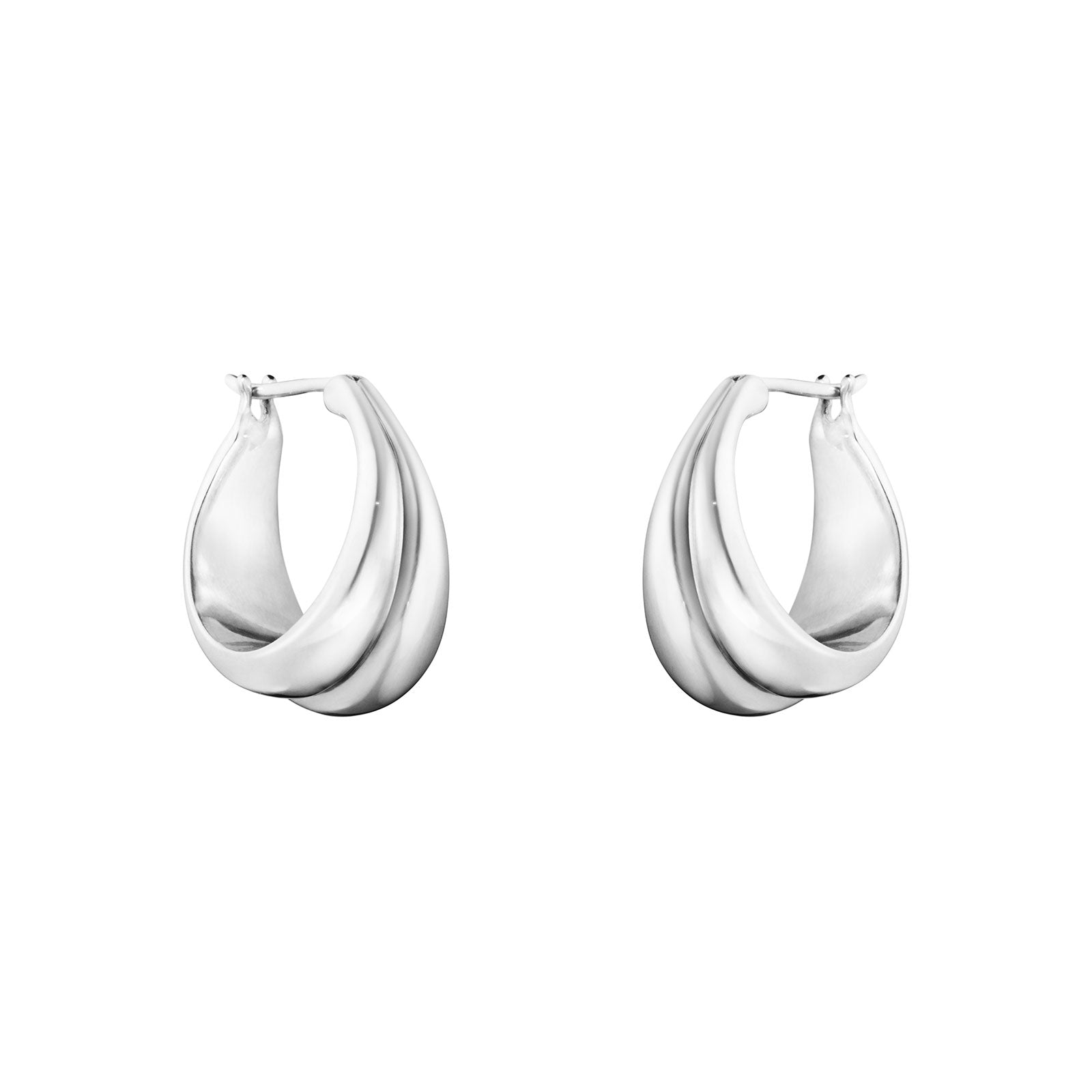 Curve Silver Hoop Earrings, Medium
