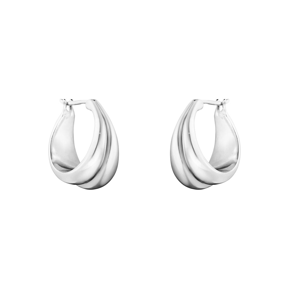 Curve Silver Hoop Earrings, Medium