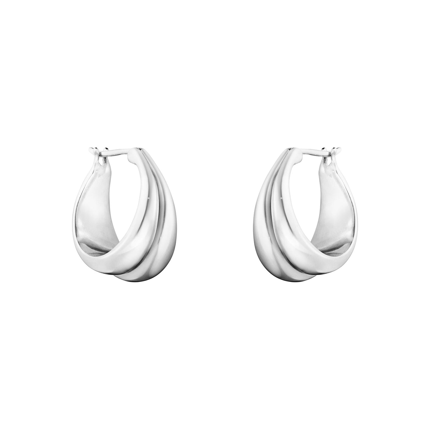 Curve Silver Hoop Earrings, Medium