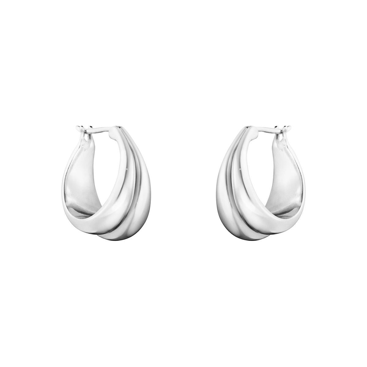 Curve Silver Hoop Earrings, Medium simple Pursuit