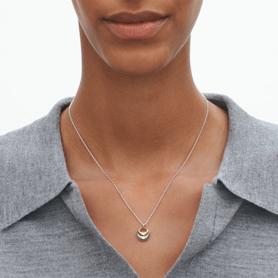 Curve Silver & 18ct Yellow Gold Necklace with Pendant simple Pursuit