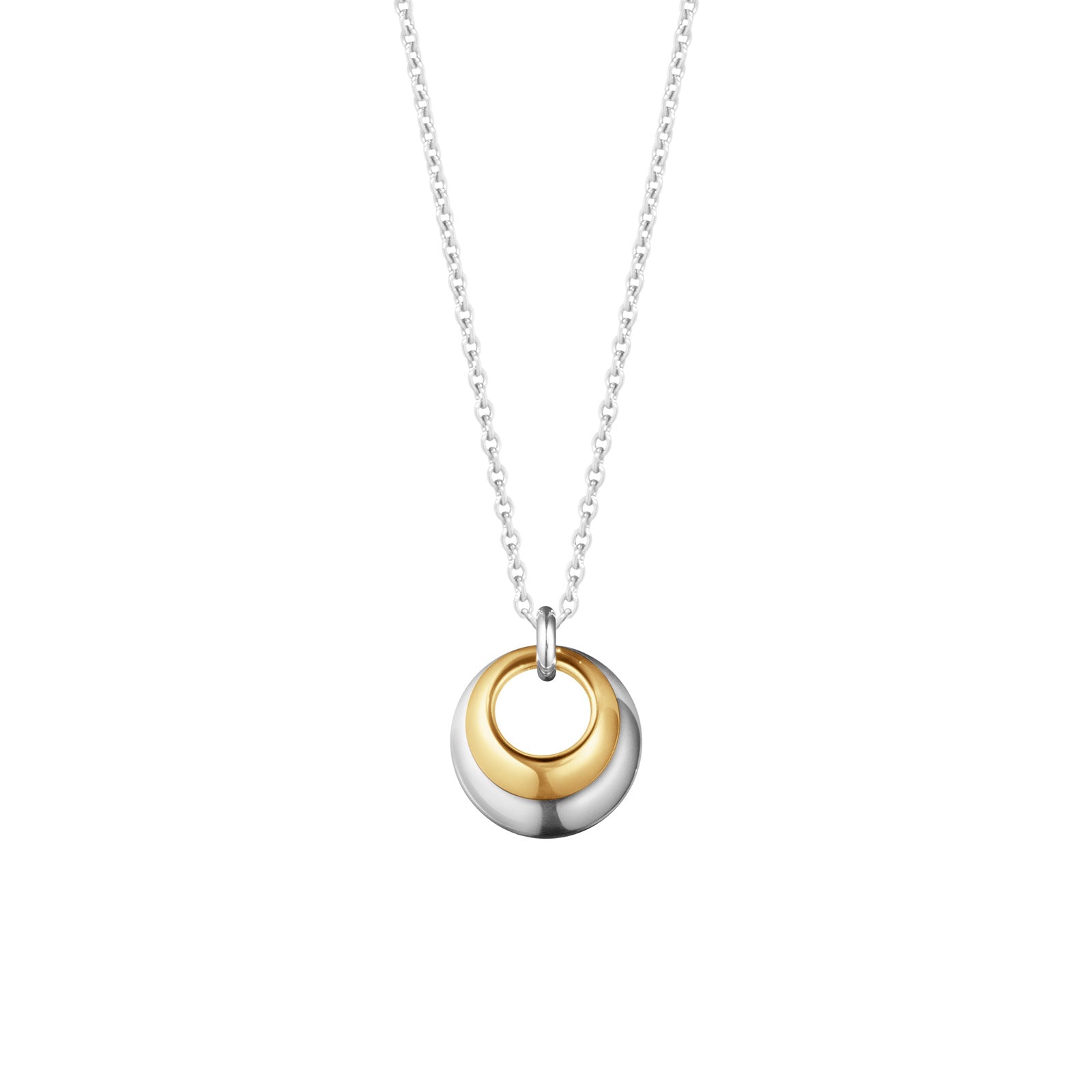 Curve Silver & 18ct Yellow Gold Necklace with Pendant