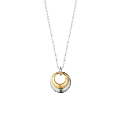 Curve Silver & 18ct Yellow Gold Necklace with Pendant simple Pursuit