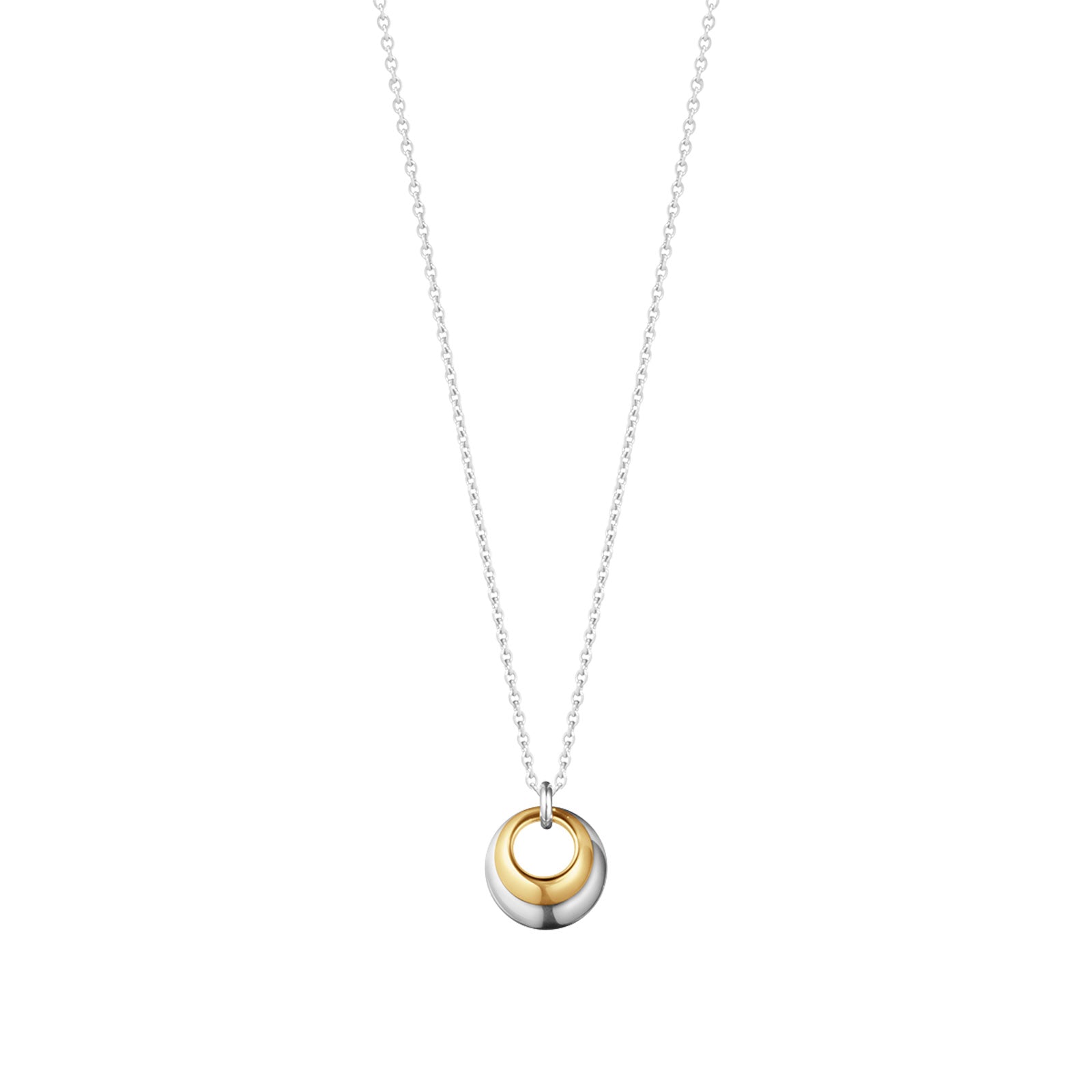 Curve Silver & 18ct Yellow Gold Necklace with Pendant
