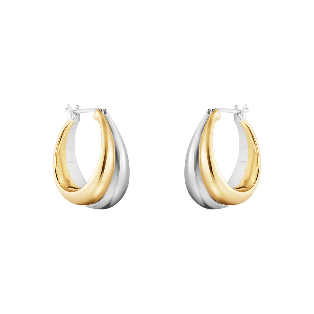 Curve Silver & 18ct Yellow Gold Hoop Earrings, Medium