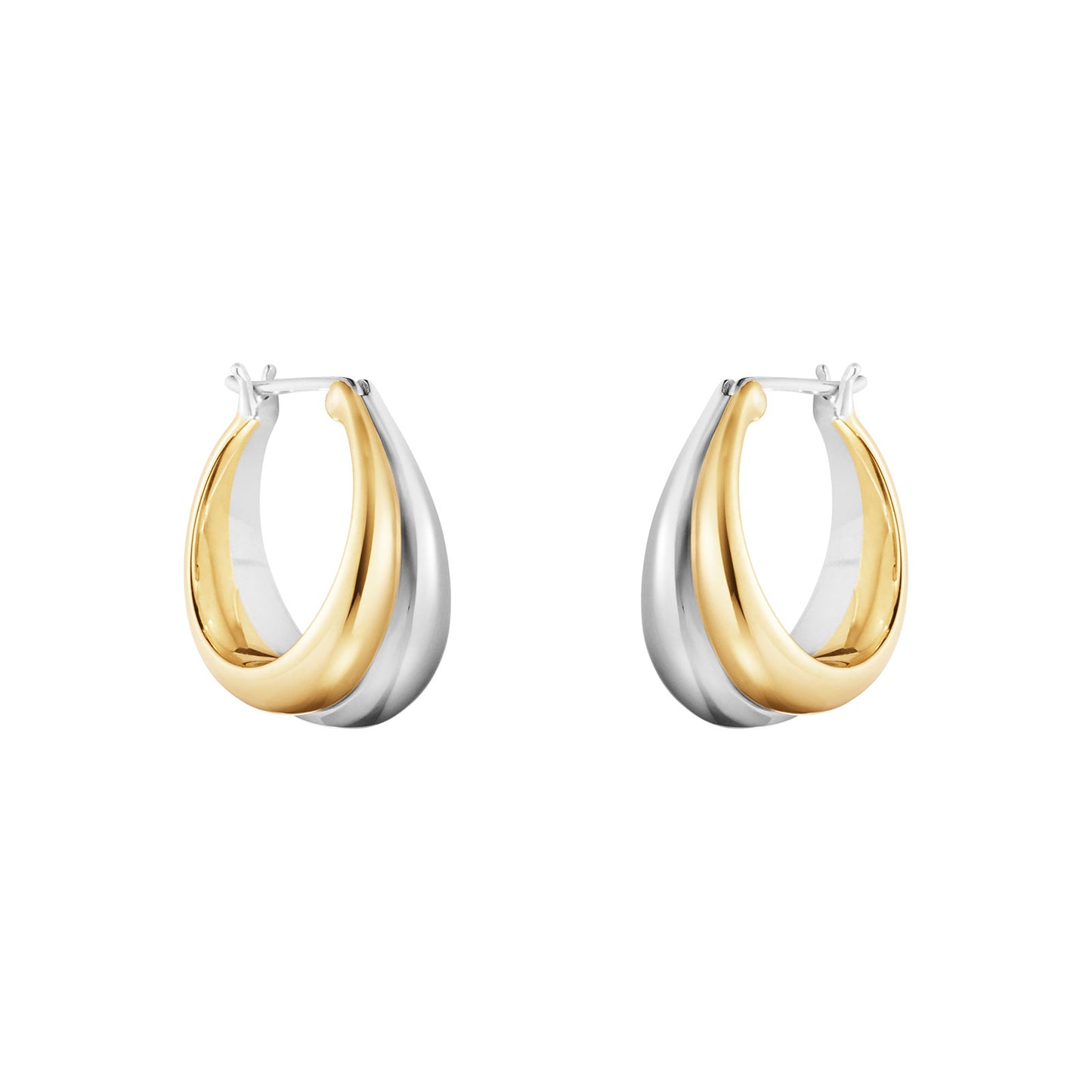 Curve Silver & 18ct Yellow Gold Hoop Earrings, Medium