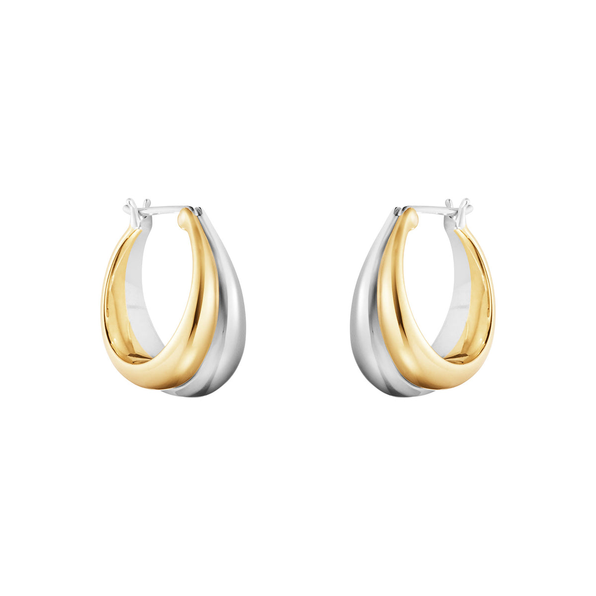 Curve Silver & 18ct Yellow Gold Hoop Earrings, Medium simple Pursuit