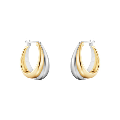 Curve Silver & 18ct Yellow Gold Hoop Earrings, Medium simple Pursuit