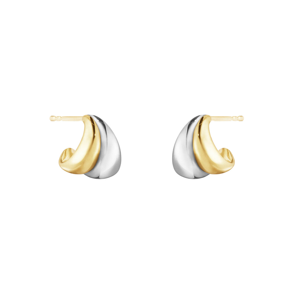 Curve Silver & 18ct Yellow Gold Hoop Earrings, Small