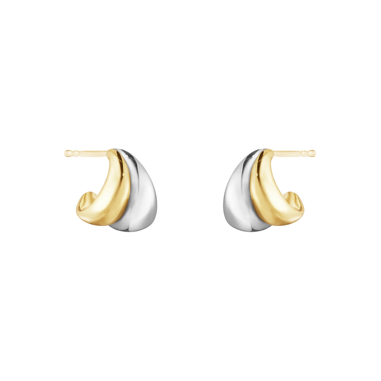 Curve Silver & 18ct Yellow Gold Hoop Earrings, Small