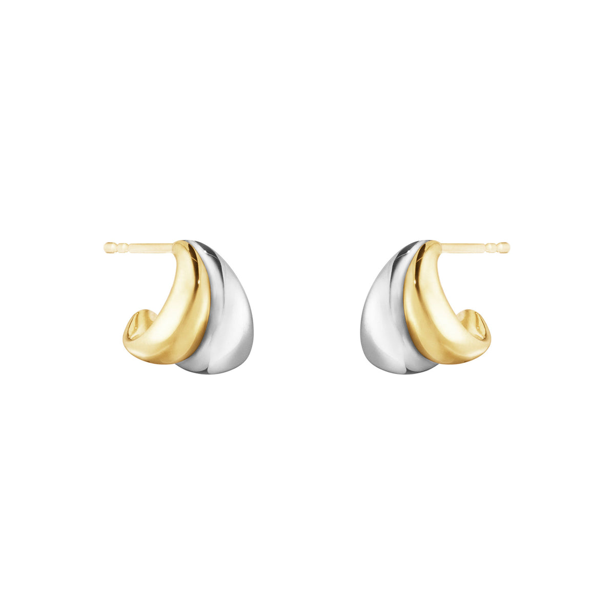 Curve Silver & 18ct Yellow Gold Hoop Earrings, Small simple Pursuit