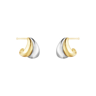 Curve Silver & 18ct Yellow Gold Hoop Earrings, Small simple Pursuit