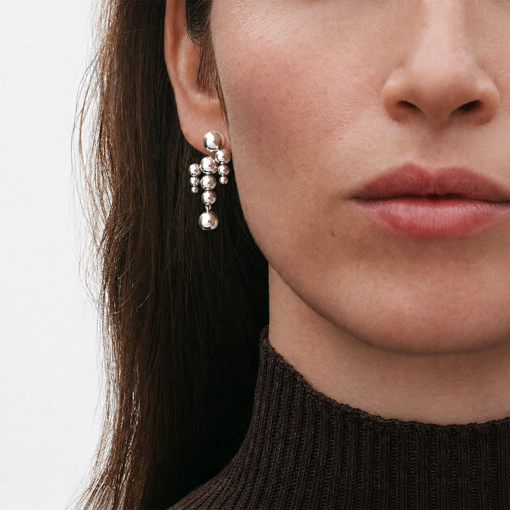 Moonlight Grapes Silver Chandelier Earrings