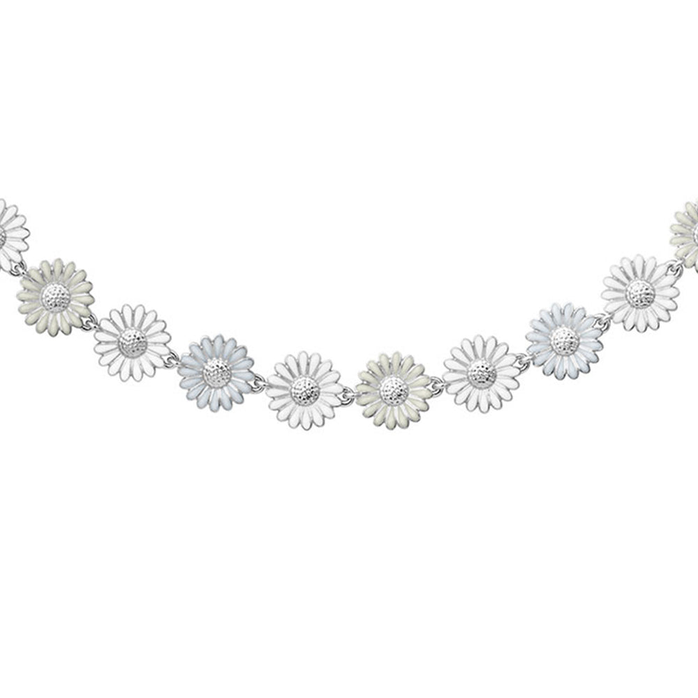 Daisy Silver & White Enamel Necklace simple Pursuit