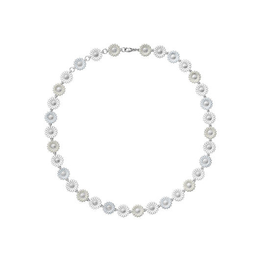 Daisy Silver & White Enamel Necklace simple Pursuit