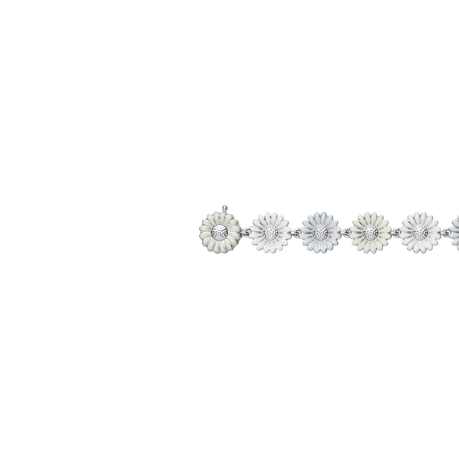 Daisy Silver & White Enamel Bracelet