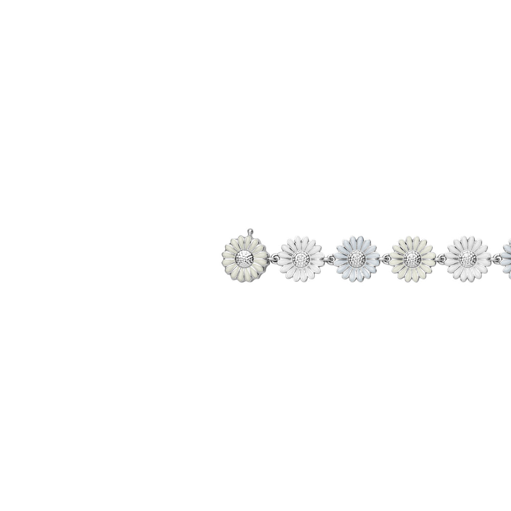Daisy Silver & White Enamel Bracelet